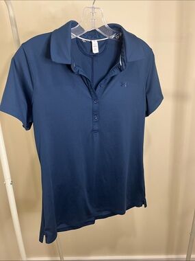 Under Armour Women's Navy Short-Sleeve Button Polo